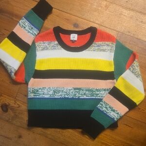 CAbi Multicolor Striped Crew Neck Sweater